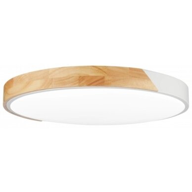 LED Ceiling Light, 48W, White/Wood, CCT Light, Remote Control