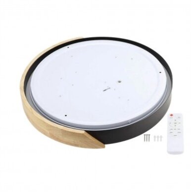 LED Ceiling Light, 48W, Black/Wood, CCT Light, Remote Control 1
