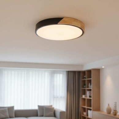 LED Ceiling Light, 48W, Black/Wood, CCT Light, Remote Control 4