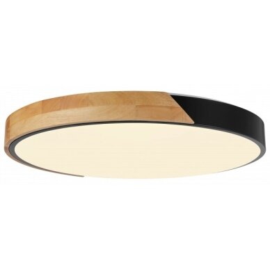 LED Ceiling Light, 48W, Black/Wood, CCT Light, Remote Control