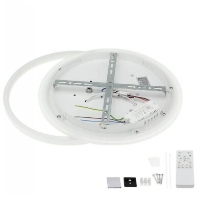 LED Ceiling Lamp, 54W, White/Wood, Dimmable, Remote Control, CCT 3