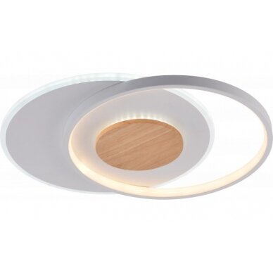 LED Ceiling Lamp, 54W, White/Wood, Dimmable, Remote Control, CCT