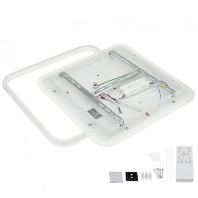 LED Ceiling Lamp, 60W, White/Wood, Dimmable, Remote Control, CCT 3