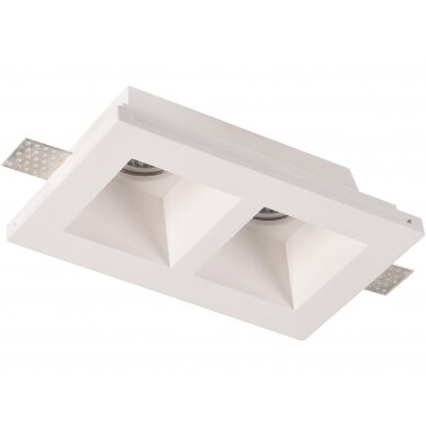 LED Ceiling Fitting, Square, Gypsum, 2 Sockets 1