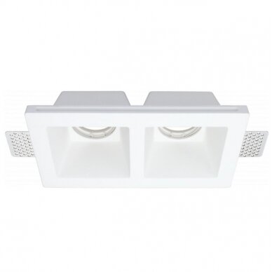 LED Ceiling Fitting, Square, Gypsum, 2 Sockets 2