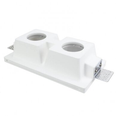 LED Ceiling Fitting, Square, Gypsum, 2 Sockets 3