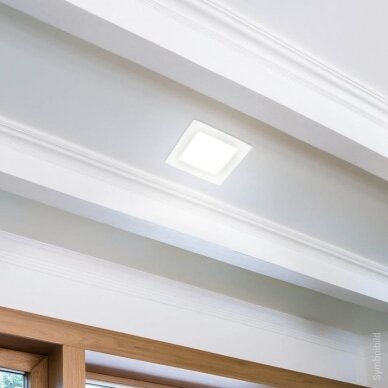 LED lubų šviestuvas, kvadratinis, gipsinis, matinis stiklas, 1 lizdas 4