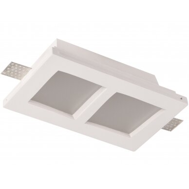 LED Ceiling Fitting, Square, Gypsum, Frosted Glass, 2 Sockets