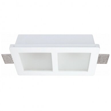 LED Ceiling Fitting, Square, Gypsum, Frosted Glass, 2 Sockets 2