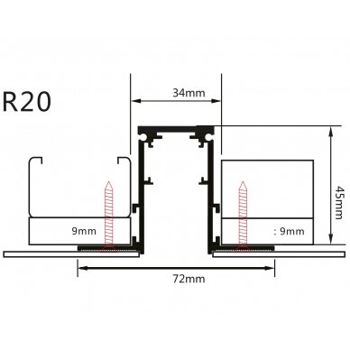 LED Magnetic Track System R20, width 2.5cm, Built-In, Black, length 1.5m 4