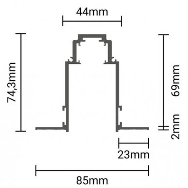 LED Magnetic Track System R35, width 3.5cm, Built-In, White, length 1m 4