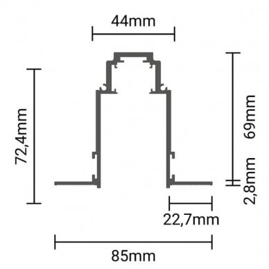 LED Magnetic Track System R35, width 3.5cm, Built-In, Black, length 1.5m 2