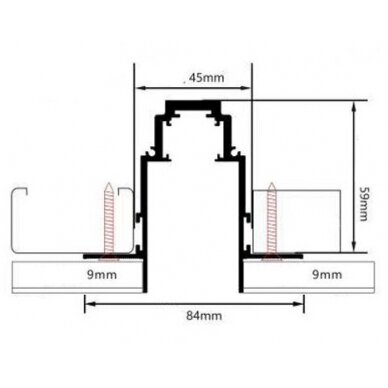 LED Magnetic Track System R35B, width 3.5cm, Built-In, White, length 1m 5