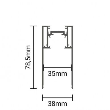 LED magnetinė sistema S35, plotis 3.5cm, kabanti/paviršinė, juoda, ilgis 1.5m 3