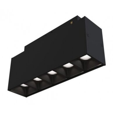 LED magnetinis linijinis prožektorius M35, 10W, 800Lm, 5 lemputės, juodas, šilta balta šviesa