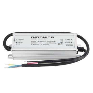 LED maitinimo šaltinis, 200W, 48V, 4.17A, 3 metai garantija, vandeniui atsparus 1 LED maitinimo šaltinis, 200W, 48V, 4.17A, 3 metai garantija, vandeniui atsparus 1