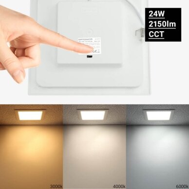 LED mini panelė, kvadratinė, Premium Line, 24W, CCT šviesa 4