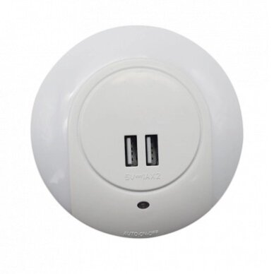LED Socket Night Light, 0.5W, 2xUSB, White, White Light 1