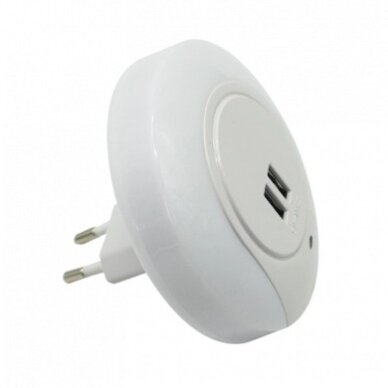 LED Socket Night Light, 0.5W, 2xUSB, White, White Light