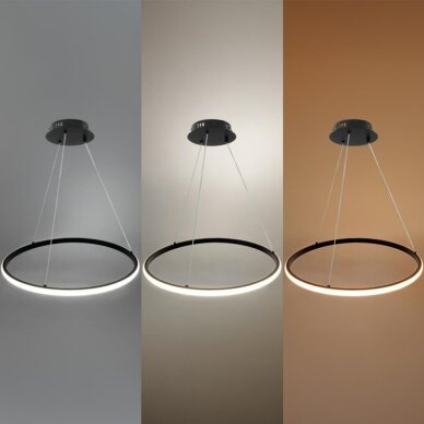 LED Pendant Lamp, 30W, Black, Dimmable, Remote Control, CCT 4