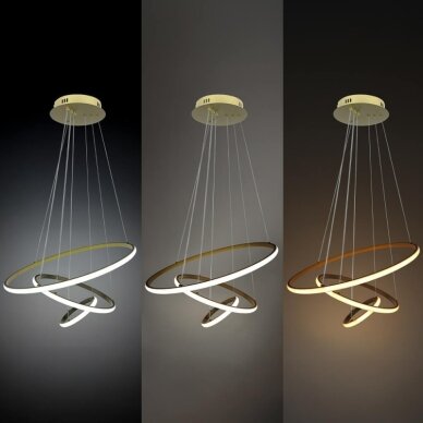 LED Pendant Lamp, 78W, Brushed Gold, Dimmable, Remote Control, CCT 2