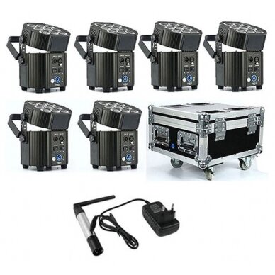 LED PAR prožektorius, 9x10W, 90W, RGBW, RGBA UV, įkrovimo dėžė, Wi-Fi siųstuvas, 6in1 LED PAR prožektorius, 9x10W, 90W, RGBW, RGBA UV, įkrovimo dėžė, Wi-Fi siųstuvas, 6in1