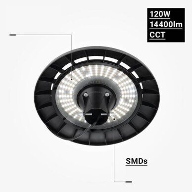 LED parko lempa, 120W, CCT šviesa, juoda 6