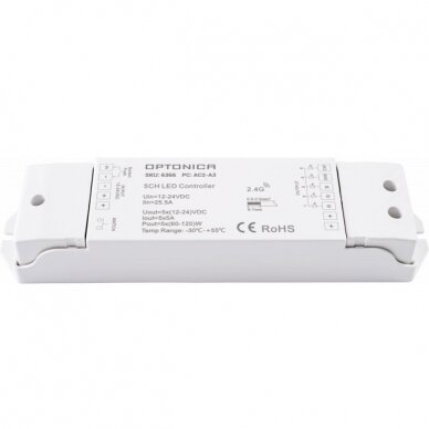 LED pastovios įtampos maitinimo valdiklis, 12-24V, 5A/kan., 5 kanalai, nuotolinis valdymas 1 LED pastovios įtampos maitinimo valdiklis, 12-24V, 5A/kan., 5 kanalai, nuotolinis valdymas 1