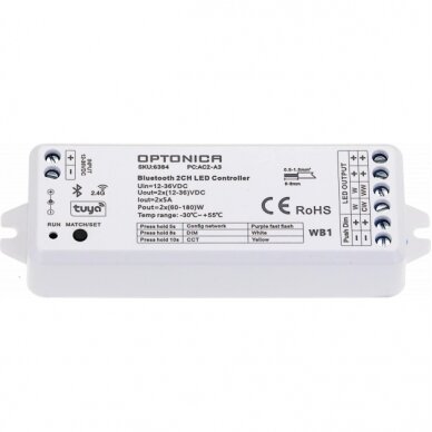 LED Bluetooth Wi-Fi Constant Voltage Controller, 12-36V, 5A/Ch, 2 Channels 1