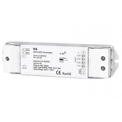 LED RGB/RGBW Controller, 4CH 4x5A, V4, Constant Voltage, Remote Control