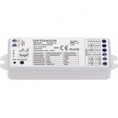 LED pastovios įtampos maitinimo valdiklis, 5in1 12-24V, 3A/kan., 5 kanalai, nuotolinis valdymas, Tuya, 3 metai garantija 1 LED pastovios įtampos maitinimo valdiklis, 5in1 12-24V, 3A/kan., 5 kanalai, nuotolinis valdymas, Tuya, 3 metai garantija 1