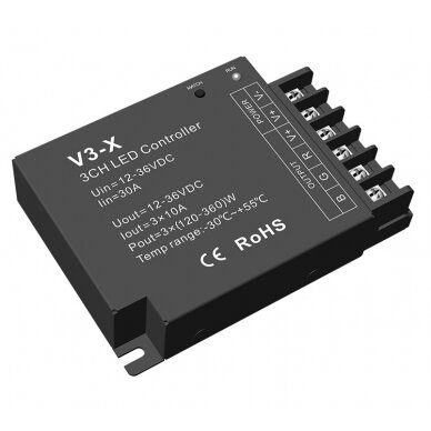LED Constant Current Controller, 12-36V, 10A/Ch, 3 Channels