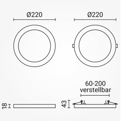 LED Backlit Surface Panel, Round, White, 10/15/18W, CCT 3