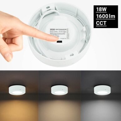 LED paviršinė panelė, apvali, 6W, CCT šviesa 3