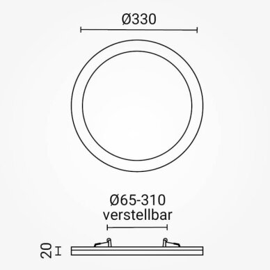 LED paviršinė panelė, apvali, plona, 30W, CCT šviesa 5