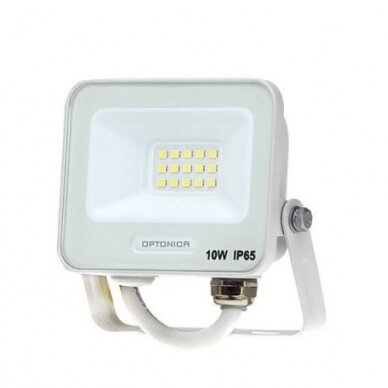 LED prožektorius, baltas, 90Lm/W, 10W, šalta balta šviesa 1 LED prožektorius, baltas, 90Lm/W, 10W, šalta balta šviesa 1
