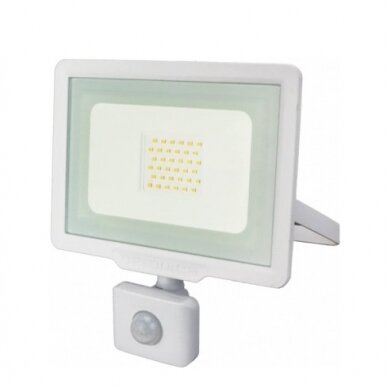LED Floodlight, White, City Line, PIR Sensor, 30W, Warm Light