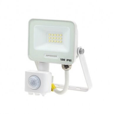 LED prožektorius, baltas, PIR jutiklis, 10W, 120°, neutrali balta šviesa 1 LED prožektorius, baltas, PIR jutiklis, 10W, 120°, neutrali balta šviesa 1