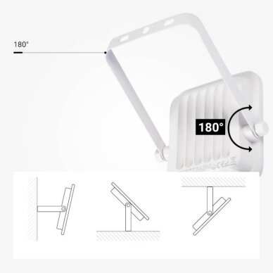 LED prožektorius, baltas, PIR jutiklis, 10W, šilta balta šviesa 3
