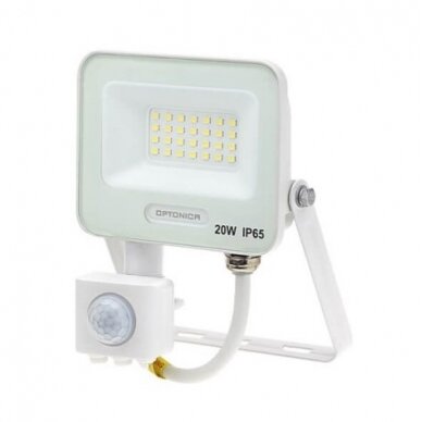 LED prožektorius, baltas, PIR jutiklis, 20W, 120°, šalta balta šviesa 1 LED prožektorius, baltas, PIR jutiklis, 20W, 120°, šalta balta šviesa 1
