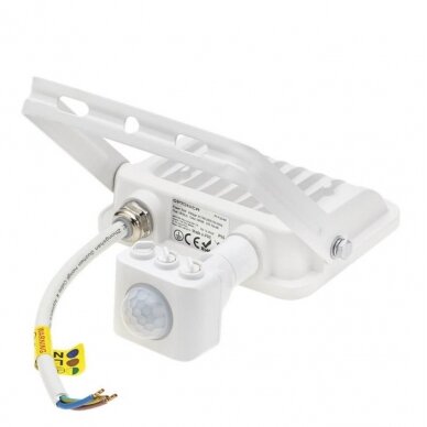 LED prožektorius, baltas, PIR jutiklis, 20W, 120°, šilta balta šviesa 2 LED prožektorius, baltas, PIR jutiklis, 20W, 120°, šilta balta šviesa 2