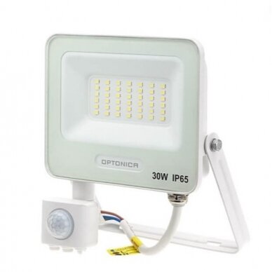 LED prožektorius, baltas, PIR jutiklis, 30W, 120°, šilta balta šviesa 1