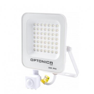 LED prožektorius, baltas, PIR jutiklis, 30W, neutrali balta šviesa 1
