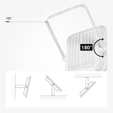 LED prožektorius, baltas, PIR jutiklis, 30W, šalta balta šviesa 4
