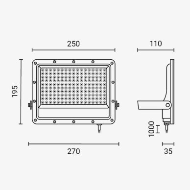 LED prožektorius, juodas, 100Lm/W, 100W, šilta balta šviesa 4 LED prožektorius, juodas, 100Lm/W, 100W, šilta balta šviesa 4