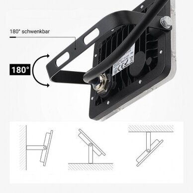 LED prožektorius, juodas, 100Lm/W, 10W, neutrali balta šviesa 3 LED prožektorius, juodas, 100Lm/W, 10W, neutrali balta šviesa 3