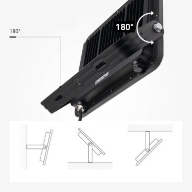 LED prožektorius, juodas, 100Lm/W, 150W, šalta balta šviesa 5 LED prožektorius, juodas, 100Lm/W, 150W, šalta balta šviesa 5