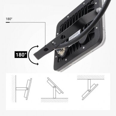 LED prožektorius, juodas, 100Lm/W, 20W, šalta balta šviesa 3 LED prožektorius, juodas, 100Lm/W, 20W, šalta balta šviesa 3