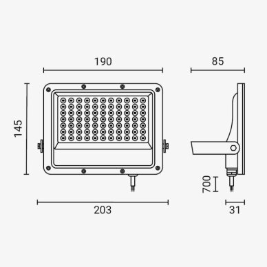 LED prožektorius, juodas, 100Lm/W, 50W, neutrali balta šviesa 6 LED prožektorius, juodas, 100Lm/W, 50W, neutrali balta šviesa 6