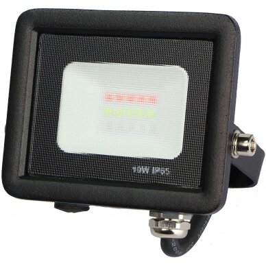 LED prožektorius, juodas, 10W, RGB